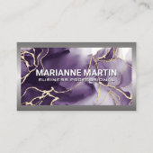 金属アルミニウム銀縁ど | 紫の金ゴールド 名刺 (正面)