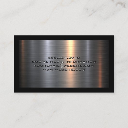 金属アルミニウム銀 |商用建物ロゴ 名刺 (裏面)