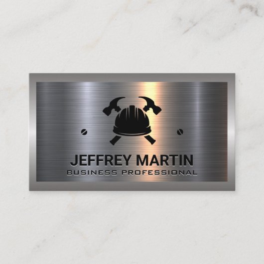 金属アルミニウム銀 | 懸命ハットとハンマー 名刺 (正面)