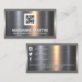 金属アルミニウム | qrコード | ソーシャルメディアのアイコン 名刺 (正面/裏面)