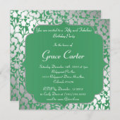 金属エメラルドグリーンのハッピーバースデーの招待状 招待状 (正面/裏面)