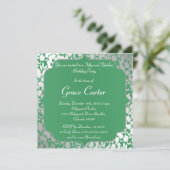 金属エメラルドグリーンのハッピーバースデーの招待状 招待状 (スタンド正面)