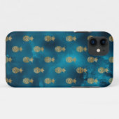 金属エレガントティール(緑がかった色)金ゴールドパイナップルチッかわいらしク Case-Mate iPhoneケース (裏面(横))