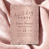 金属エレガントバラ金ゴールドグリッター80th誕生日シック 招待状