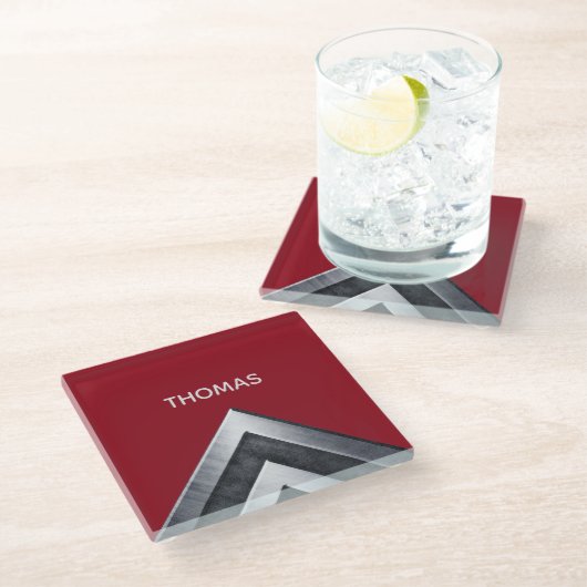 金属エレガントパターモノグラムのン ガラスコースター (アングル)