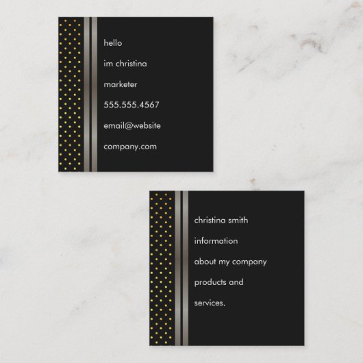 金属エレガントフェイクダブルトリム(水玉模様付) スクエア名刺 (正面/裏面)