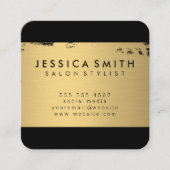 金属エレガントフェイク金ゴールドブラシ スクエア名刺 (正面)