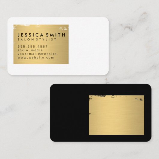 金属エレガントフェイク金ゴールドブラシ 名刺 (正面/裏面)