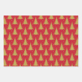 金属エレガント金ゴールドクリスマスツリーパターン ラッピングペーパーシート (正面2)