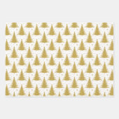 金属エレガント金ゴールドクリスマスツリーパターン ラッピングペーパーシート (正面)