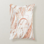金属エレガント銅バラ金ゴールド大理石モノグラム アクセントクッション (正面(垂直))