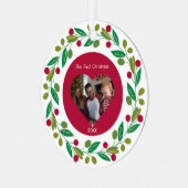 金属オーナメント – 当社の初めてのクリスマス – 写真/日付 メタルオーナメント (正面左)