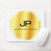 金属カスタマイズ金ゴールドルックモノグラムモダン マウスパッド (マウス)