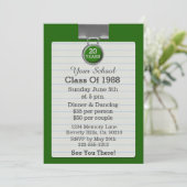 金属クリップNotepaperの緑の同窓会 招待状 (スタンド正面)