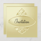 金属クリーム状金ゴールドプレートパーティーイベント 招待状 (正面/裏面)