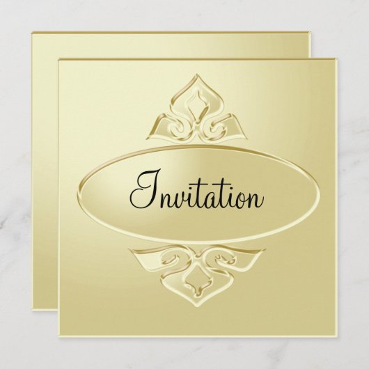 金属クリーム状金ゴールドプレートパーティーイベント 招待状 (正面/裏面)