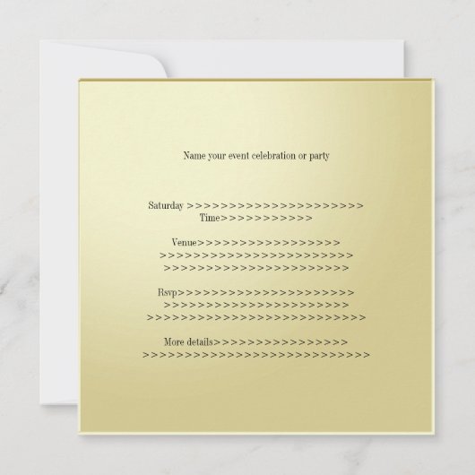 金属クリーム状金ゴールドプレートパーティーイベント 招待状 (裏面)