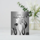 金属クロム白黒スタイル銀40位フローラ 招待状 (スタンド正面)