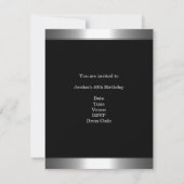 金属クロム白黒スタイル銀40位フローラ 招待状 (裏面)