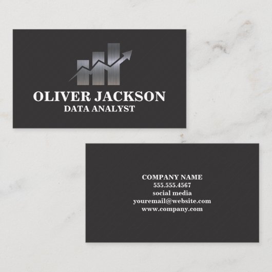 金属グラフのバーグラフ | 財務投資 名刺 (正面/裏面)