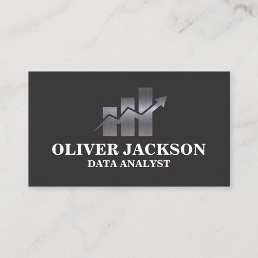 金属グラフのバーグラフ | 財務投資 名刺 (正面)