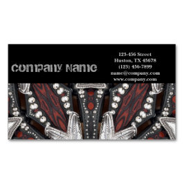 金属グランジバイクもしくは自転車に乗る人レザー自動修復整備士 マグネット名刺