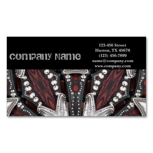 金属グランジバイクもしくは自転車に乗る人レザー自動修復整備士 マグネット名刺 (正面)