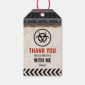 金属グリッドとリベットの付いた感謝のラベル ギフトタグ (正面)