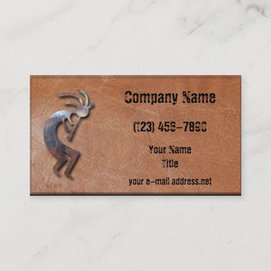 金属ココペリによって老化させる革 名刺 (正面)