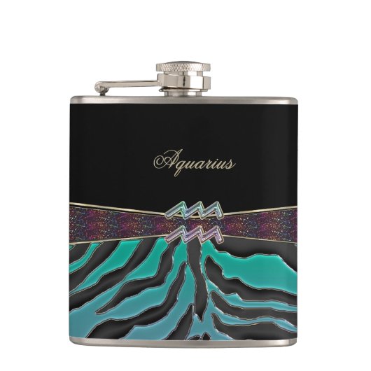 金属シマウマの(占星術の)十二宮図の印のアクエリアス フラスク (正面)