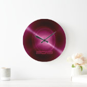 金属ショッキングピンクのステンレス鋼の金属 ラージ壁時計 (ホーム)