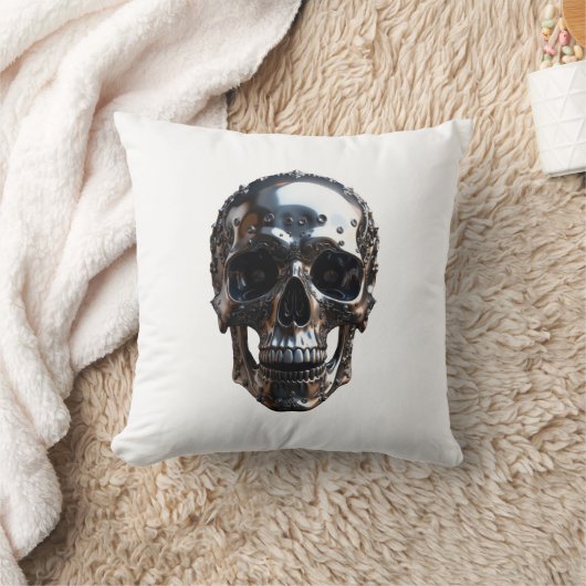 金属スカル クッション (ブランケット)