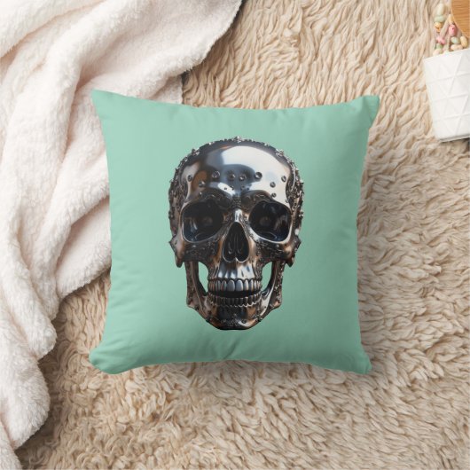 金属スカル クッション (ブランケット)