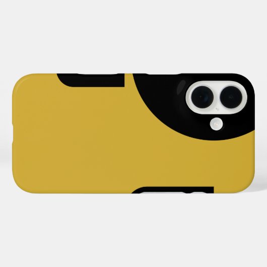 金属スタイリッシュ無地の金ゴールドに黒い形をした Case-Mate iPhoneケース (裏面 (横))