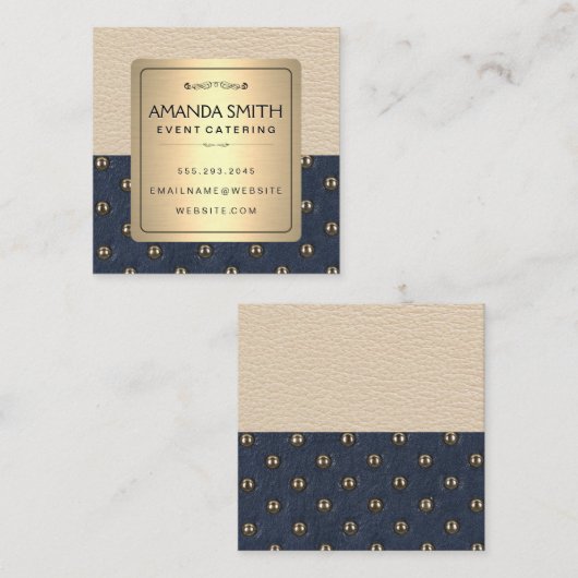 金属スタイリッシュ金ゴールド枠 | 表皮 スクエア名刺 (正面/裏面)