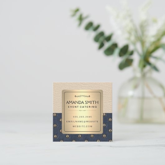 金属スタイリッシュ金ゴールド枠 | 表皮 スクエア名刺 (スタンド正面)