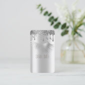 金属スタイリッシュ銀グリッターが睫毛を滴らせる 名刺 (スタンド正面)