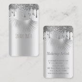 金属スタイリッシュ銀グリッターが睫毛を滴らせる 名刺 (正面/裏面)