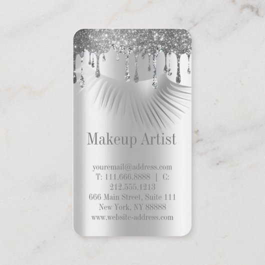 金属スタイリッシュ銀グリッターが睫毛を滴らせる 名刺 (裏面)
