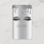 金属スタイリッシュ銀グリッターが睫毛を滴らせる 名刺 (正面)