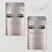 金属スタイリッシュ銀グリッターが睫毛を滴らせる 名刺 (正面/裏面)