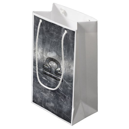 金属スタイル天秤座〔占星術の〕十二宮図標識 スモールペーパーバッグ (正面アングル)