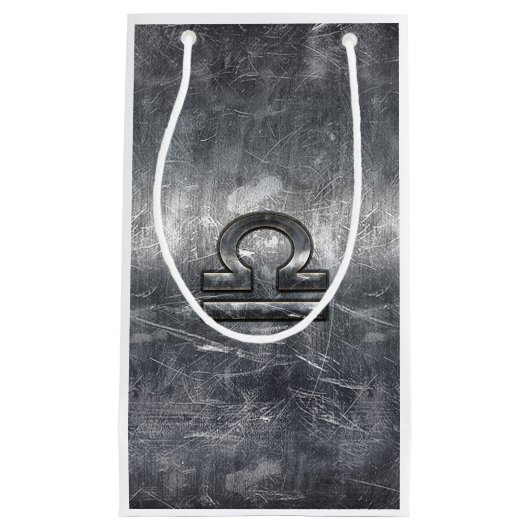 金属スタイル天秤座〔占星術の〕十二宮図標識 スモールペーパーバッグ (正面)