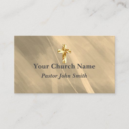 金属スタイル教会の牧師キリスト教十字架 名刺 (正面)