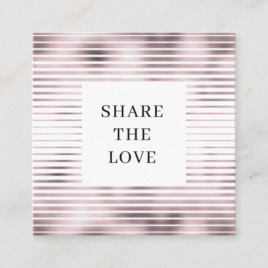 金属ストライプバラ金ゴールドモダンロイヤリティカード スクエア名刺 (正面)