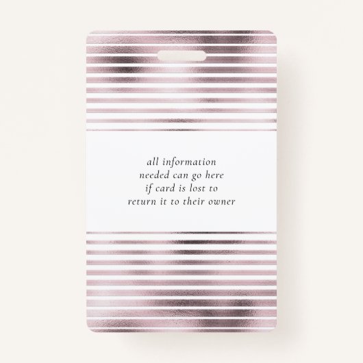 金属ストライプバラ金ゴールド箔サロン写真名 バッジ (裏面)