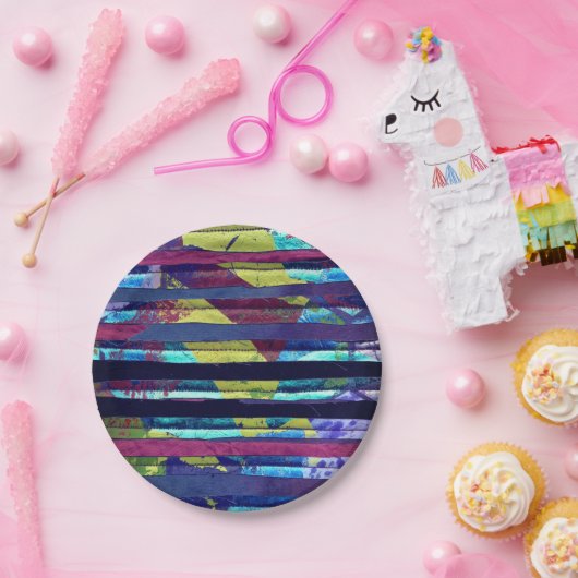 金属ストライプ粒子 ペーパープレート (パーティー)