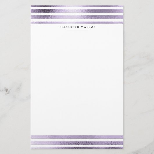 金属ストライプ紫色モノグラモダンム文房具 便箋 (正面)