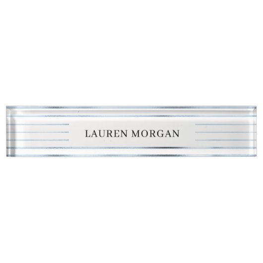 金属ストライプ青色箔机用ネームプレート デスクネームプレート (正面)