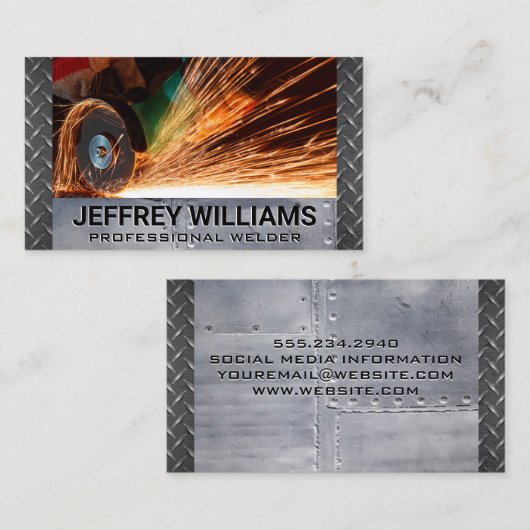 金属スミス切削金属 | ウェルダーリベット鋼 名刺 (正面/裏面)